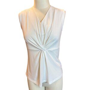 ALFANI white front knot sleeveless shell blouse Size Small EUC